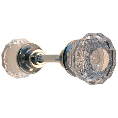 Fluted Glass Door Knob In Nickel With Spindle