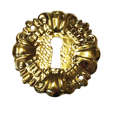 Decorative Round Stamped Brass Keyhole Escutcheon 
