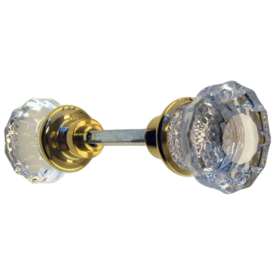 Brass metal 12 flute Glass Knob x 12 flute Glass Knob Vintage Mortise Lockset 