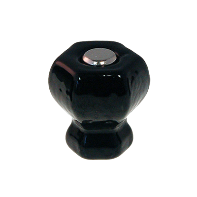 1" Black Glass Hexagonal Knob