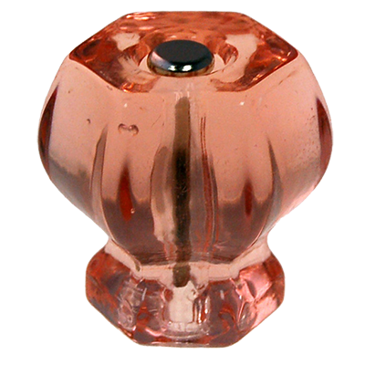 1 1/2" Depression Pink Glass Hexagonal Knob
