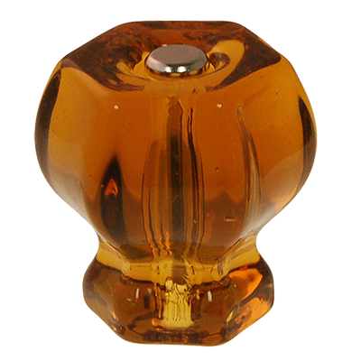 1 1/2" Honey Amber Glass Hexagonal Knob