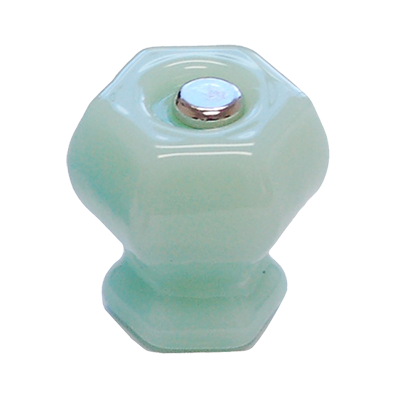 1 1/4" Jadeite Green Milk Glass Hexagonal Knob