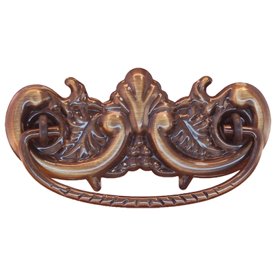 Antiqued Victorian Stamped Brass Drawer Pull