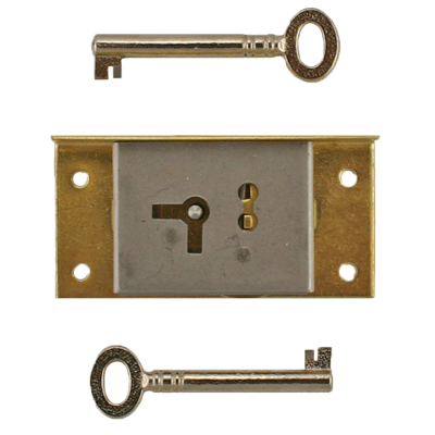 Small Right Brass Half Mortise Lock with Skeleton Keys