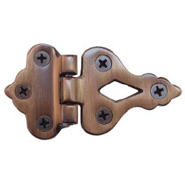 Antiqued Cast Brass Offset Ice Box Hinges (Pair)