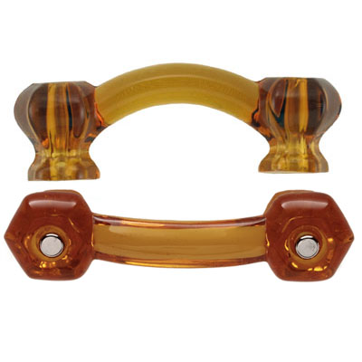 Hexagonal Honey Amber Glass Bridge Drawer Pull