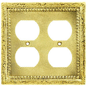 Elegant Brass Double Receptacle Plate