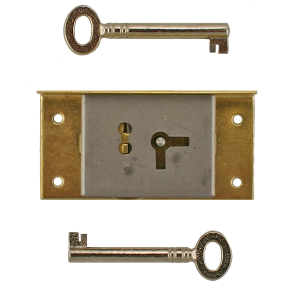 Left Brass Half Mortise Lock with Skeleton Keys