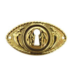 Oblong Stamped Brass Keyhole Cover