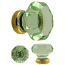 Octagonal Pale Green Glass Knob With Brass Base