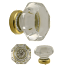 Octagonal Clear Glass Knob With Brass Base