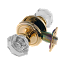 Octagonal Glass Doorknob and Passage Latch Set in Brass 