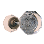 Octagonal Glass Door Knob In Brushed Nickel With Spindle