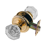 Octagonal Glass Doorknob and Passage Latch Set in Brass 