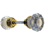 Fluted Glass Door Knob In Brass With Spindle