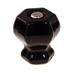 1 1/4" Black Glass Hexagonal Knob
