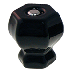 1 1/2" Black Glass Hexagonal Knob