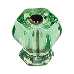 1 1/4" Depression Green Glass Hexagonal Knob