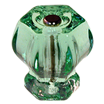 1 1/2" Depression Green Glass Hexagonal Knob