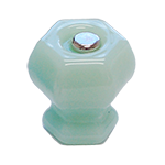 1 1/4" Jadeite Green Milk Glass Hexagonal Knob