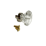 Octagonal Clear Glass Knob With Nickel Base