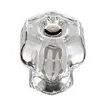 1 1/4" Clear Glass Hexagonal Knob