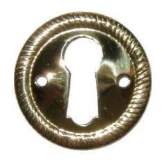 Round Rope Pattern Stamped Brass Keyhole Escutcheon